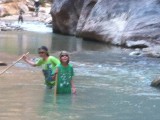 lekker door de Virgin rivier in Zion park