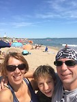 Selfie op het strand. Jesper wil niet op de foto!