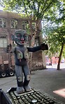 Beelden op Pioneer Square in Seattle.