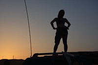 sunset on a car