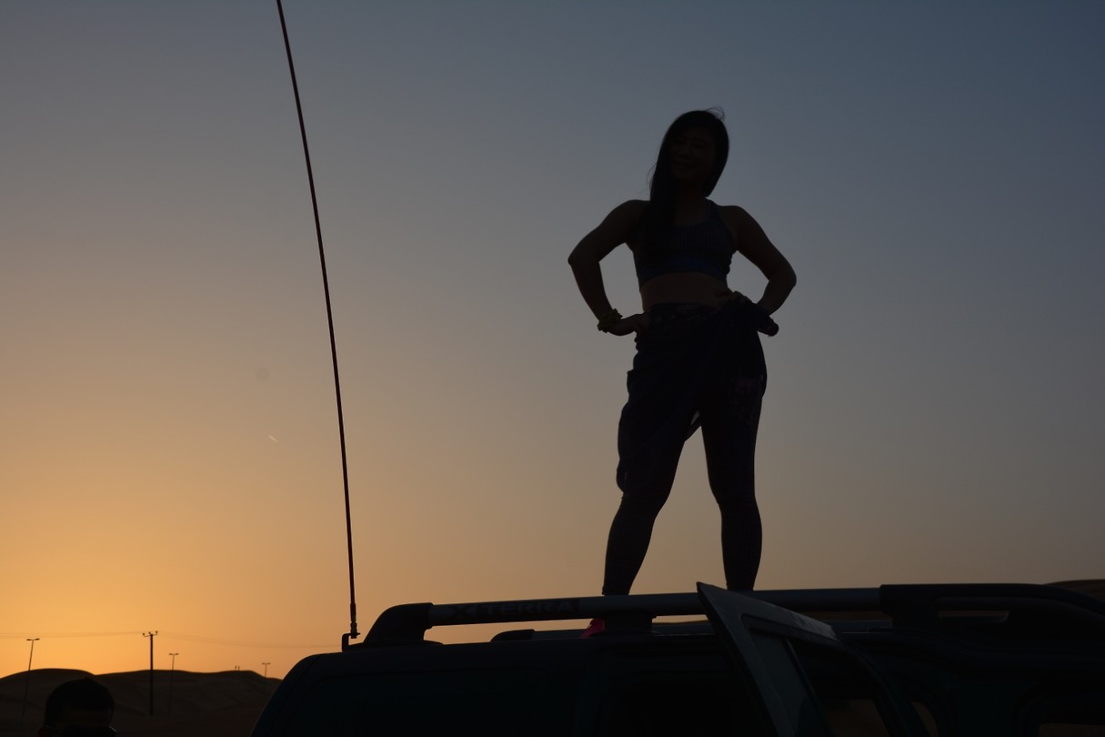 sunset on a car