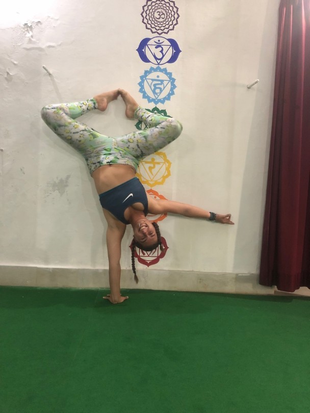 practicing yoga