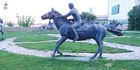 Een mooie bronzen beelden groep paarden, maar levensgroot