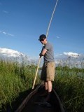 Joe pushing the mokoro