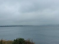 Helvick Head in de regen/mist