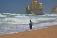 Walking down the beach at the Great Ocean Road