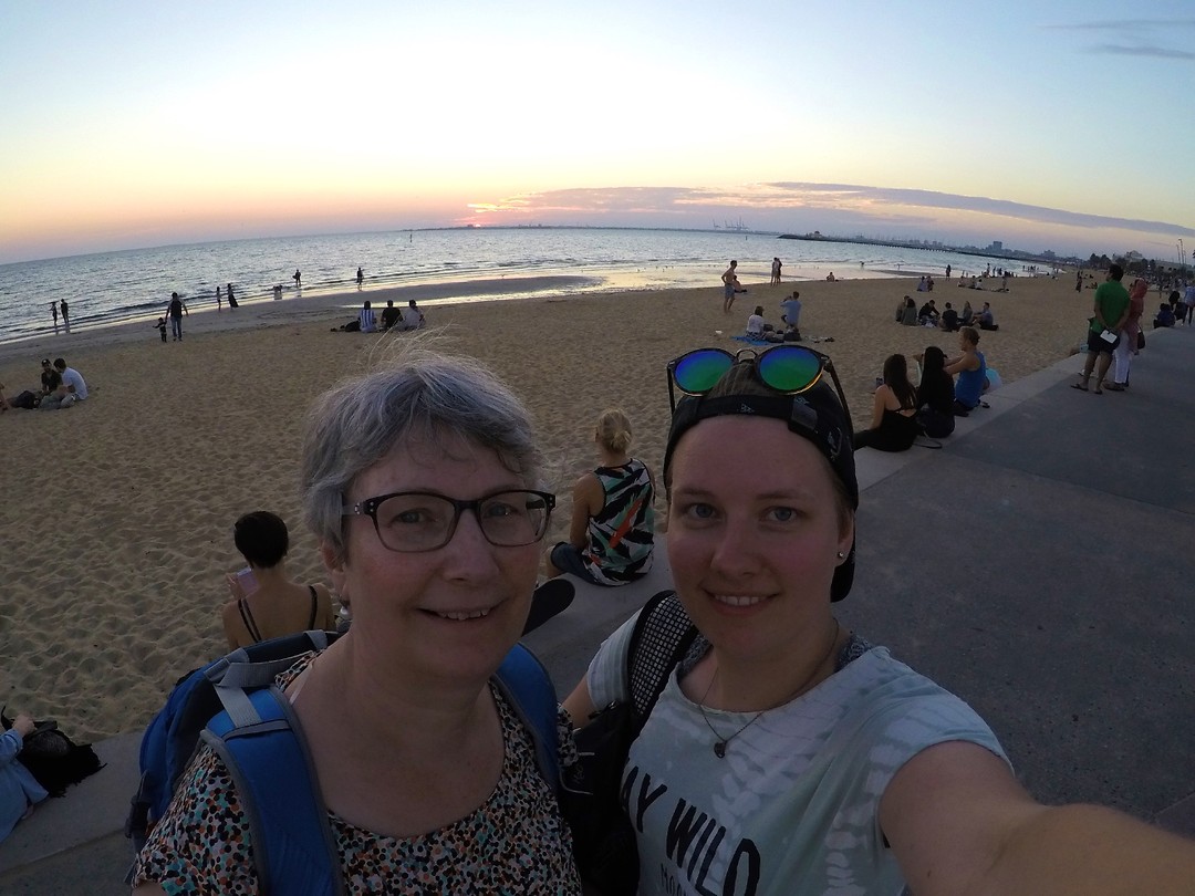 Sunset at St. Kilda with mum