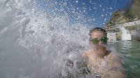 Incoming wave at ocean pool Bronte beach