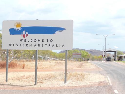 De grens over naar Western Australie