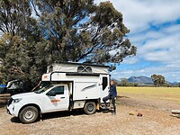 Onze campervan op de camping Stirling Range Retreat