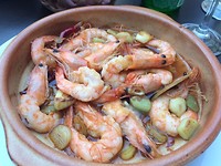 Gegrilde gambia's op de Plaza San Martin