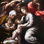 Anoniem Vlaanse schilder, De Heilige Familie, Elizabeth, Johannes de Doper en twee engels, c. 1520-1