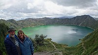 Het kratermeer Quilotoa Lake.