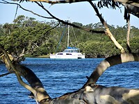 Uitzicht vanaf onze camping Holiday park bij Jervis Bay.