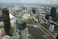 Zicht op de Yarra River vanaf de Eureka Tower