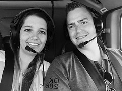 In de helikopter