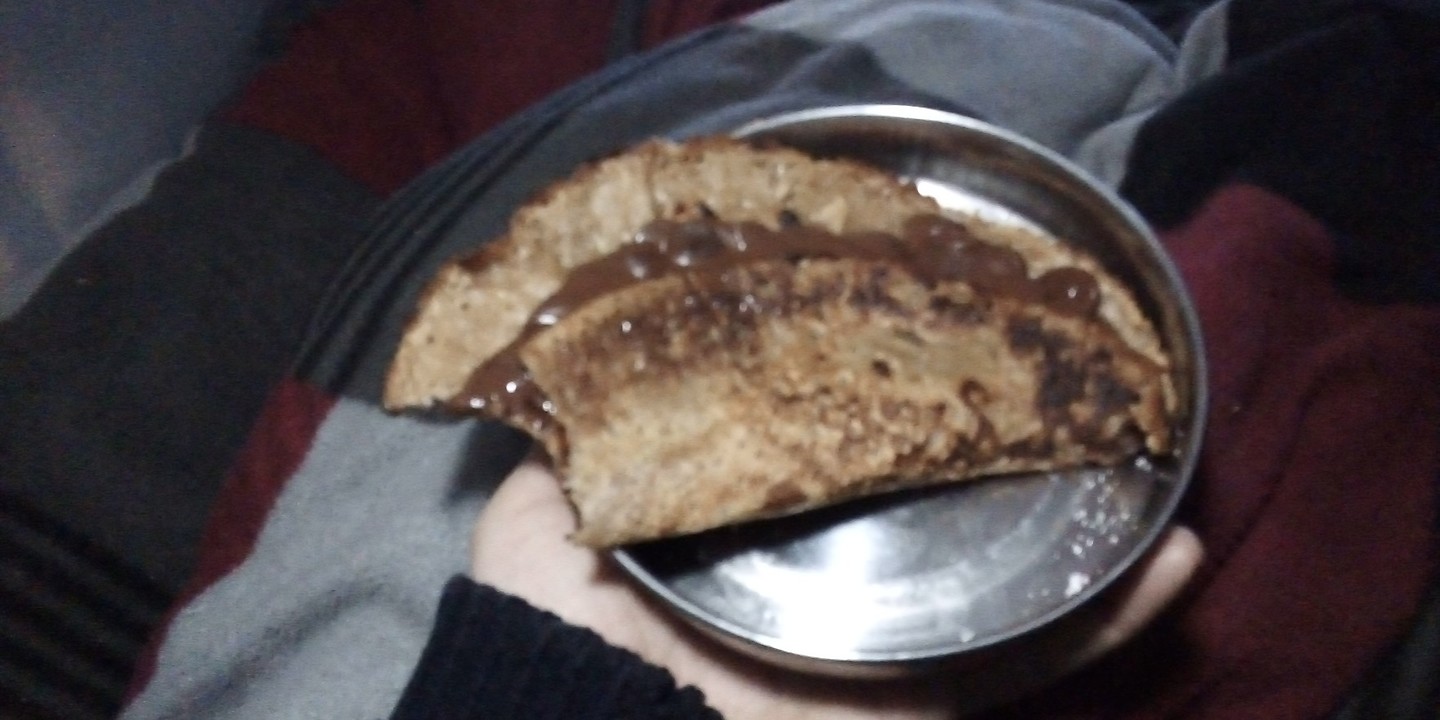 Bruin-bier-pannekoek met chocolade van Callebout