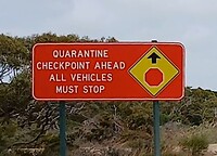 Verplicht te stoppen, als je van Zuid naar West-Australië reist