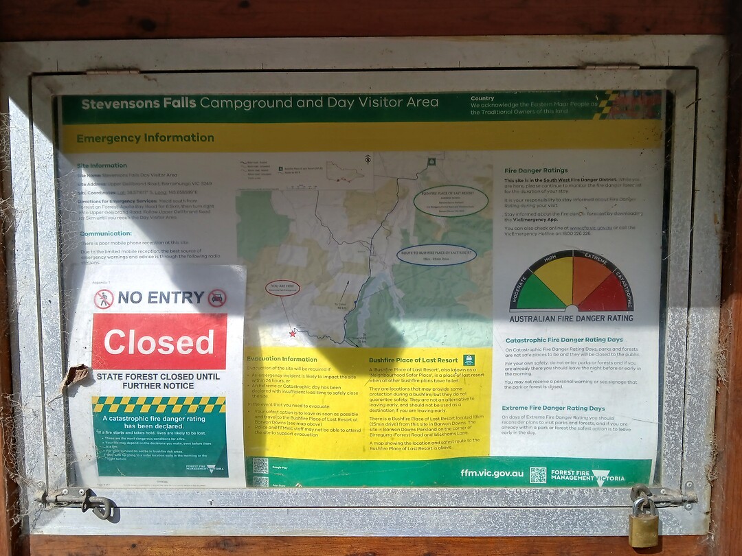 Info bord Stevensons Falls