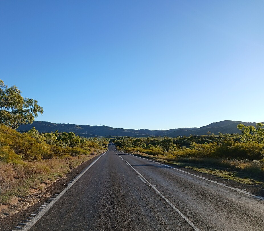 De begroeide heuvels van de Selwyn Ranges