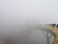 Golden bridge in the mist