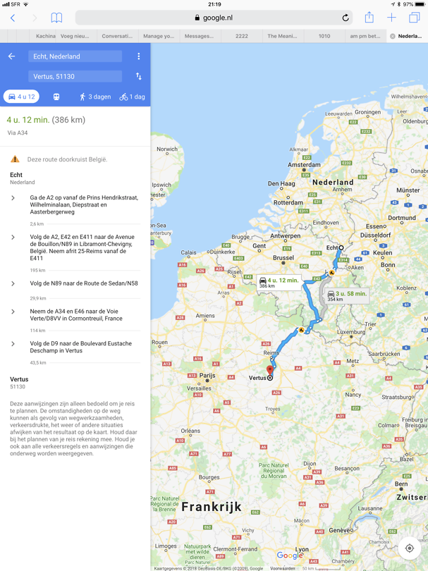 On my way from Echt, The Netherlands to Vertus, France