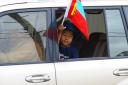 Blij manneke met Mongoolse vlag