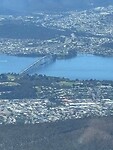 uitzicht vanaf mount Wellington op de Tasmanbrug en Hobart