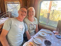 Ons eerste diner aan boord van de Indian Pacific