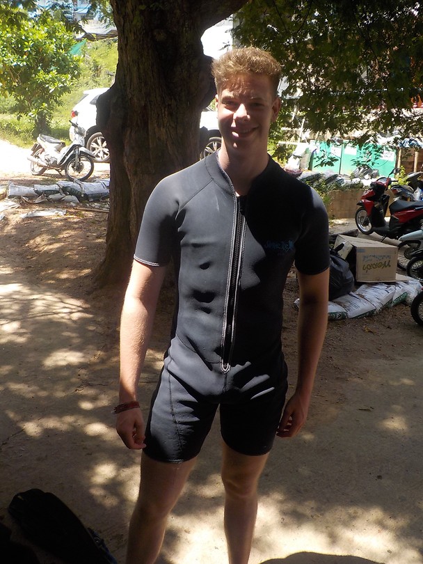 Juno in wet suit