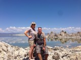 Emile & Machteld posing in front of Mono Lake