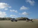 Met den jeep op de 90 mile beach !