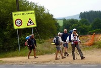 steeds meer wandelaars, allemaal op weg naar Santiago de Compostela