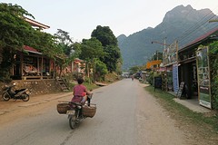 Typical Lao local life with a beautiful view of the mountains