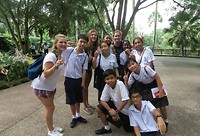 Schoolkids in the botenical gardens