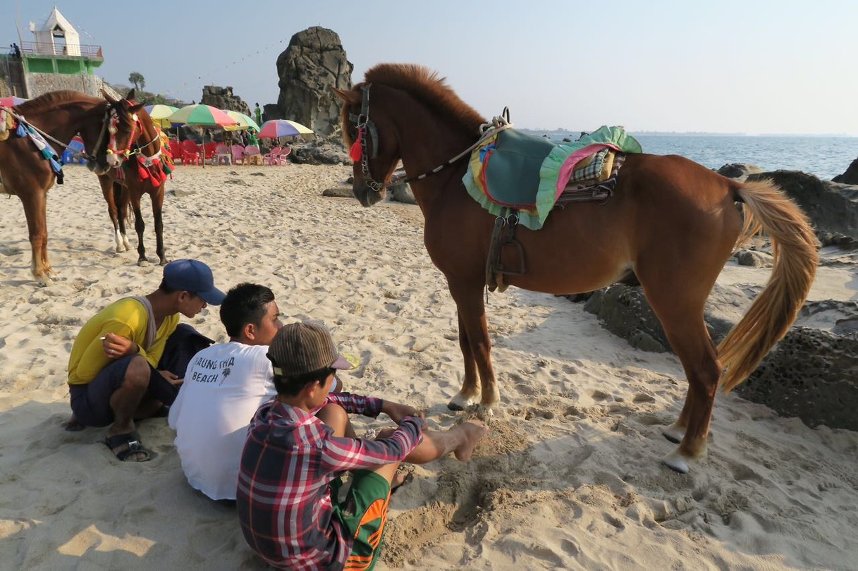 Some kids are trying to sell a horse ride