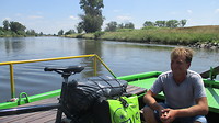 Veerbootje waar Moldau in de Elbe stroomt