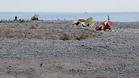 Vluchtelingen op het strand