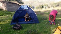 Lekker krap nachtje gehad, met z'n vieren in de tent