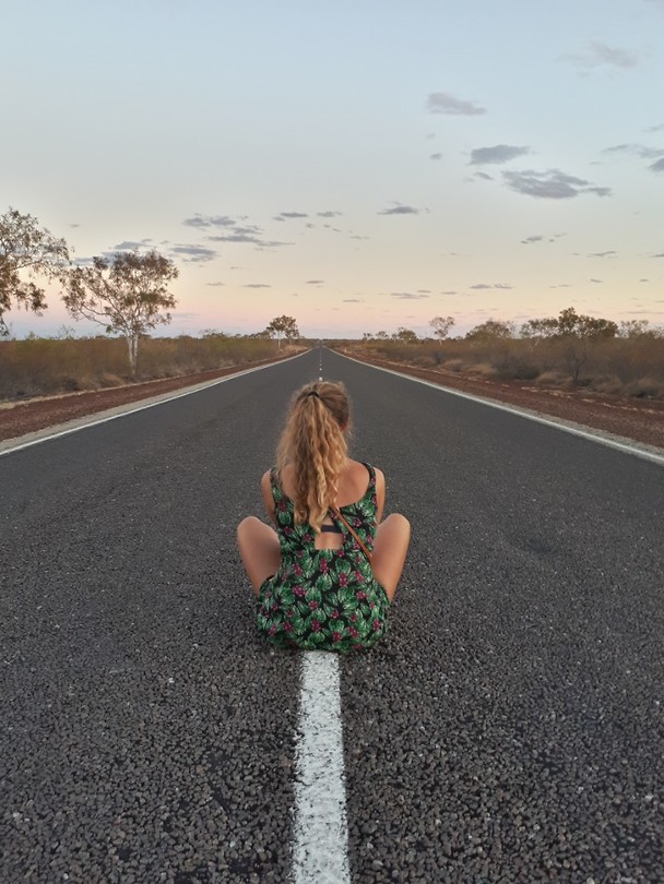 Sunset on the road