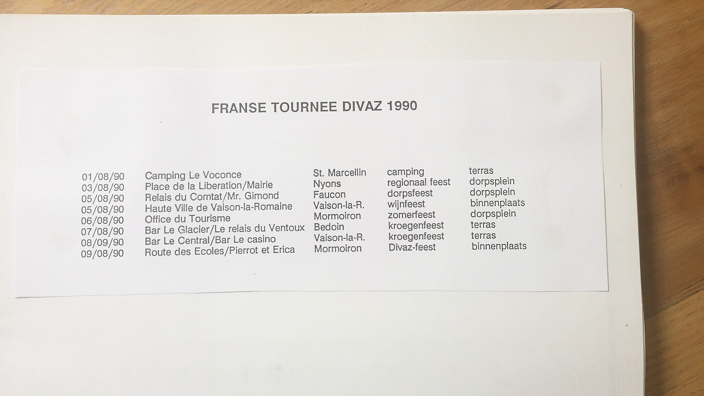 Franse Tournee Divaz 1990 (overzicht)