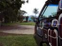 Uitzicht op de camping van Nimbin