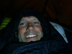 Blij met m'n mummie slaapzak. Brr wat koud afgelopen nacht