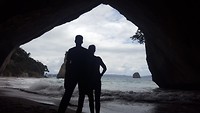 Cathedrals Cove in silhouet