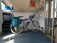 Met fiets op trein richting San Berdino