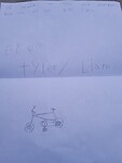 Tekening en aanmoediging van Tyler