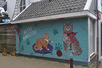 Muurschildering kattencafé