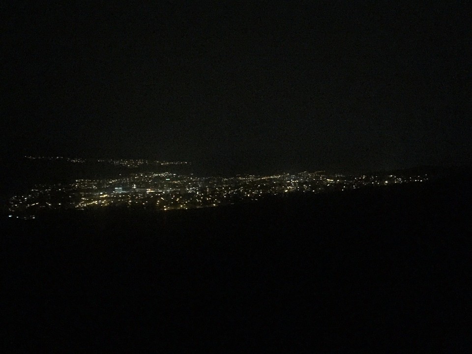 Nighttime view over the city, stays beautiful.