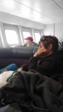 op de ferry. Caleb was een beetje moe