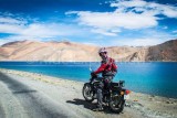 Driving along Pangong Lake